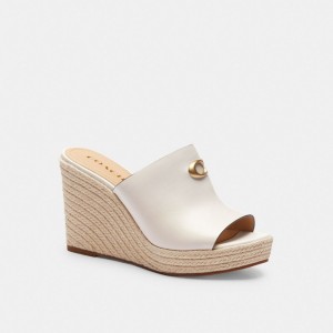 Coach Gloria Wedge Chalk Women Sandals White | UAE_CH22049