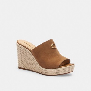Coach Gloria Wedge Coconut Women Sandals Brown | UAE_CH35974