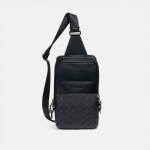 Coach Gotham Pack In Signature Men Backpacks Black | UAE_CH98538