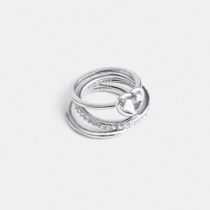 Coach Halo Heart Set Women Ring Silver | UAE_CH71031