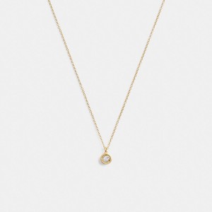 Coach Halo Round Pendant Women Necklace Gold | UAE_CH74947