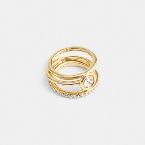 Coach Halo Round Set Women Ring Gold | UAE_CH75428