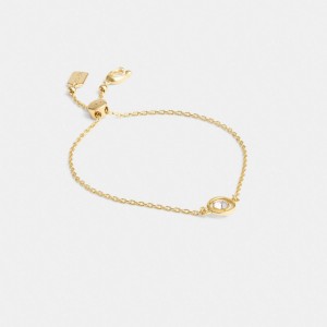 Coach Halo Round Slider Women Bracelets Gold | UAE_CH79620