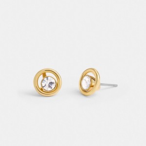 Coach Halo Round Stud Women Earrings Gold | UAE_CH84167