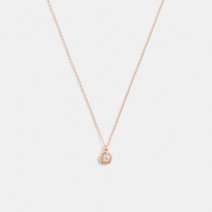 Coach Halo Tea Pendant Women Necklace Rose Gold | UAE_CH68615