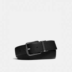 Coach Harness Buckle Cut To Size Reversible Belt 38 Mm Men Belts Black | UAE_CH38951