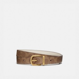 Coach Harness Buckle Reversible Belt 25 Mm Brass Women Belts Brown | UAE_CH64168