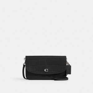 Coach Hayden Croc Embossed Leather Women Crossbody Bags Silver / Black | UAE_CH20477