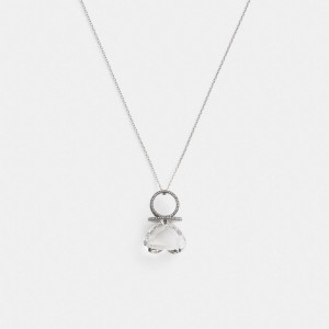 Coach Heart Gemstone Ring Pendant Women Necklace Silver | UAE_CH66893