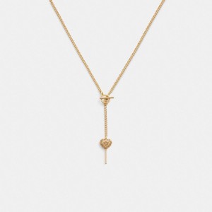 Coach Heart Lollipop Lariat Women Necklace Gold | UAE_CH10383