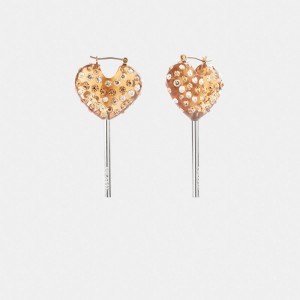 Coach Heart Lollipop Women Earrings Silver / Gold | UAE_CH91040