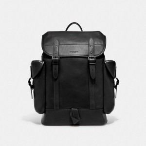 Coach Hitch Leather Men Backpacks Black | UAE_CH76381
