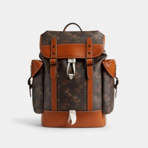 Coach Hitch With Large Horse And Carriage Print Printeded Men Backpacks Brown | UAE_CH73163
