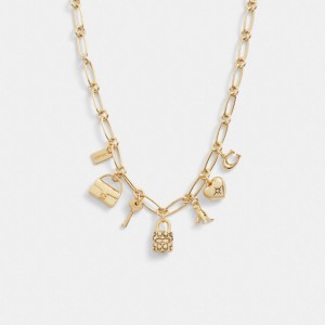 Coach Iconic Charm Chain Women Necklace Gold | UAE_CH40221