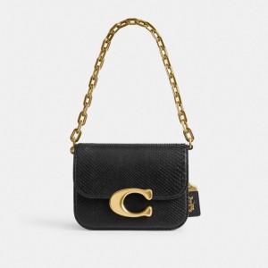 Coach Idol In Python Brass Women Shoulder Bags Black | UAE_CH14831
