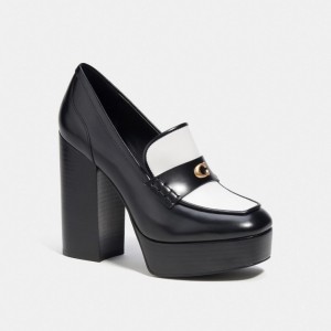 Coach Ilyse Platform Women Loafers Black / White | UAE_CH35781