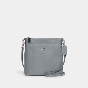 Coach Kitt Messenger Crossgrain Leather Women Crossbody Bags Grey Blue | UAE_CH17089