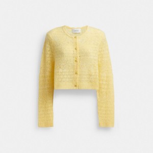 Coach Lace Knit Women Cardigan Yellow | UAE_CH34327