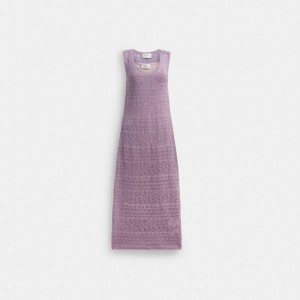 Coach Lace Knit Women Dress Purple | UAE_CH32556