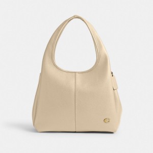 Coach Lana Polished Pebble Leather Women Shoulder Bags White | UAE_CH97968