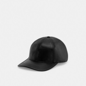 Coach Leather Baseball Men Hats Black | UAE_CH12402