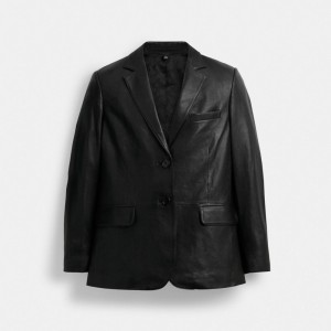 Coach Leather Women Jackets Black | UAE_CH45725