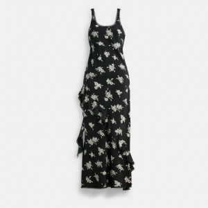 Coach Long Floral Ruffle Women Dress Multicolor | UAE_CH40213