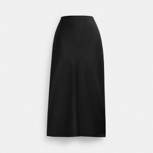 Coach Long Satin Midi Women Skirt Black | UAE_CH18751