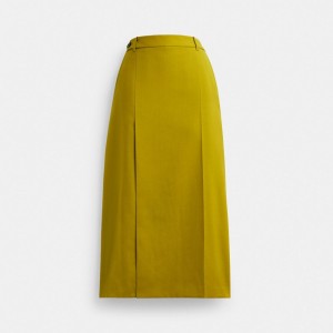 Coach Long Tailored Women Skirt Green | UAE_CH80922