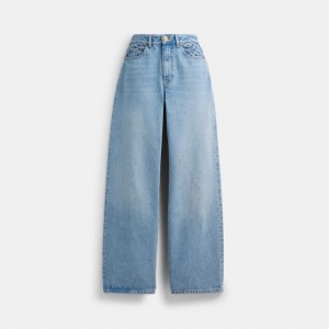 Coach Loose Fit Women Jeans Blue | UAE_CH66411