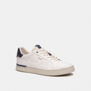 Coach Lowline Low Top In Signature Canvas Chalk Cobalt Men Sneakers White | UAE_CH65694