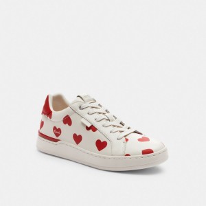 Coach Lowline Low Top With Valentine's Print Chalk Women Sneakers Red | UAE_CH25245