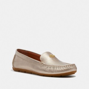 Coach Marley Driver Metal Women Loafers Silver | UAE_CH46659