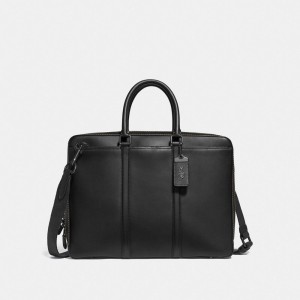 Coach Metropolitan Slim Copper Men Briefcase Black | UAE_CH66068