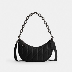 Coach Mira With Pillow Quilting Nappa Leather Women Shoulder Bags Black | UAE_CH58794