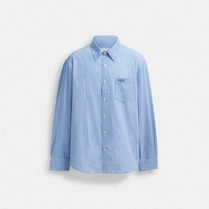 Coach Mix Media Men Shirts Blue / White | UAE_CH56028