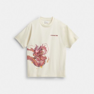 Coach New Year With Dragon Cream Men T Shirts Cream | UAE_CH97412