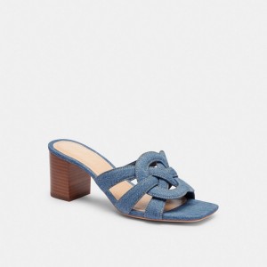 Coach Nikki Indigo Denim Women Sandals Indigo Blue | UAE_CH44616