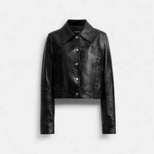 Coach Patent Leather Women Jackets Black | UAE_CH54432