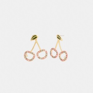 Coach Pavé Cherry Drop Women Earrings Gold | UAE_CH13025