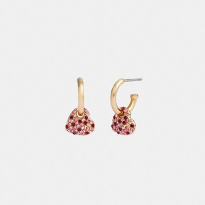 Coach Pavé Heart Huggie Women Earrings Gold / Pink | UAE_CH63627