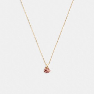 Coach Pavé Heart Pendant Women Necklace Gold | UAE_CH17376