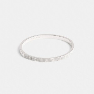 Coach Pavé Hinged Bangle Women Bangles Silver | UAE_CH15083