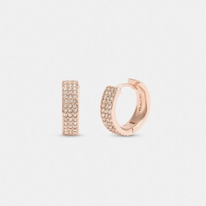 Coach Pavé Huggie Women Earrings Rose Gold | UAE_CH28024