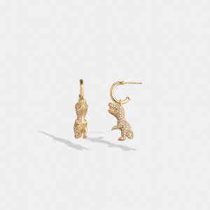 Coach Pavé Rexy Huggie Women Earrings Gold | UAE_CH55316