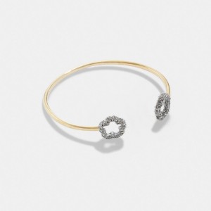 Coach Pavé Tea Open Cuff Women Bracelets Gold | UAE_CH51113