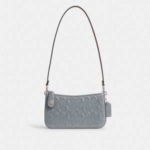 Coach Penn In Signature Leather Women Shoulder Bags Grey Blue | UAE_CH77354