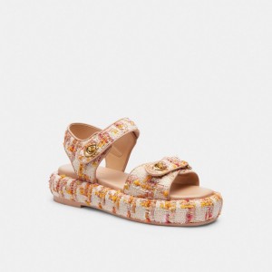 Coach Peyton Leather Women Sandals Rose | UAE_CH29616