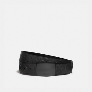 Coach Plaque Buckle Cut To Size Reversible Belt 38 Mm Men Belts Black | UAE_CH75995