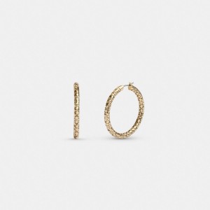 Coach Quilted Signature Medium Hoop Women Earrings Gold | UAE_CH43025